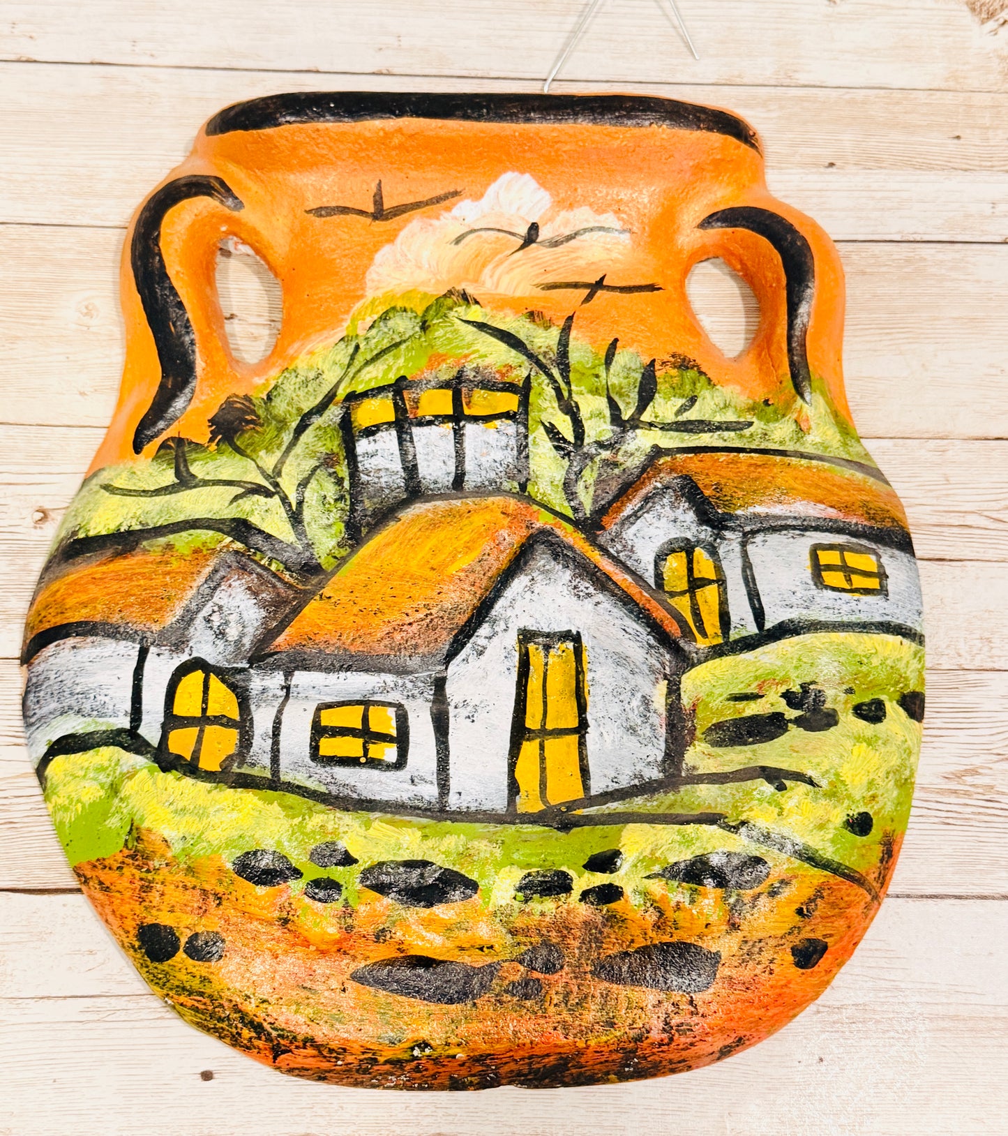 Mexican Terra Cota Wall Decor Jarron Colgante Mexicano de Barro