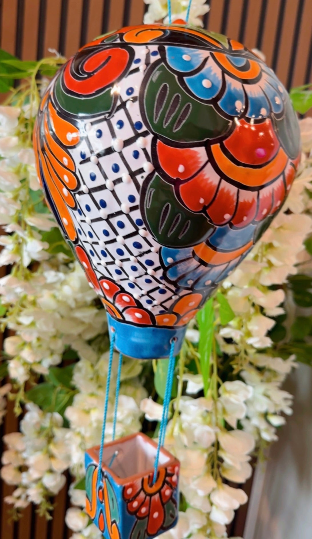 Mexican Talavera Hot Air Ballon Ceramic Hanging Decor Globo Aerostático Mexicano de Talavera Globo de Aire