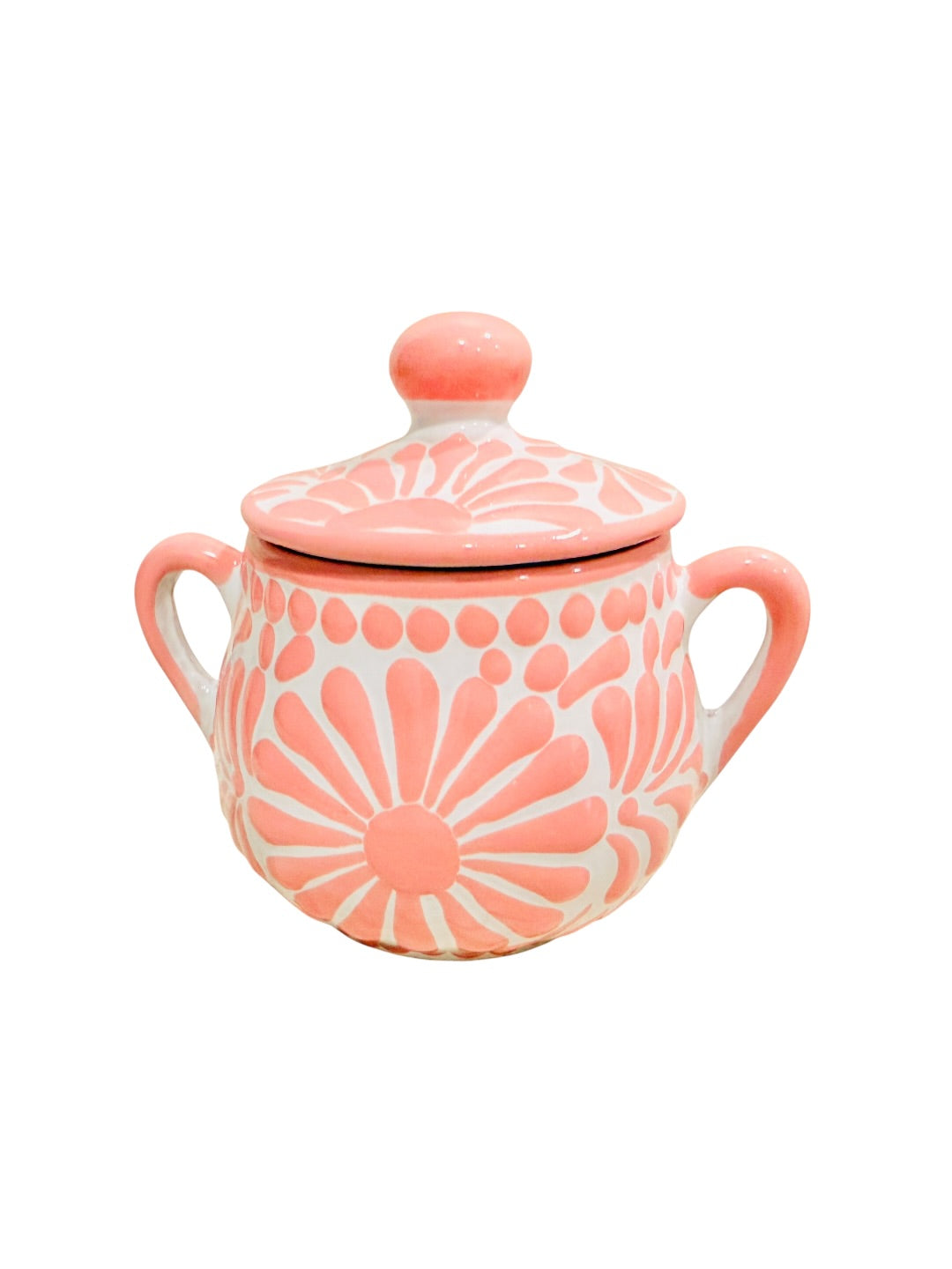 Mexican Pink Talavera Coffeepot Teapot Set with Sugar Bowl and Serving Dish with Lid Talavera Rosa Tetera con Azucarera y Charola Chica para Servir