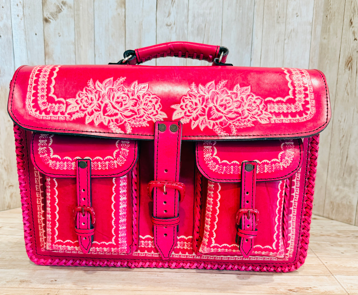 Unisex Leather Handmade Portfolio Leather Business Briefcase Mexican Artesanal Satchel Portafolio Artesanal de Piel de Cuero Amartillado