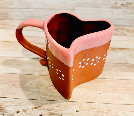 Tazas Forma Corazon de Barro Mexicano Mexican Terracota Heart Shaped Mugs