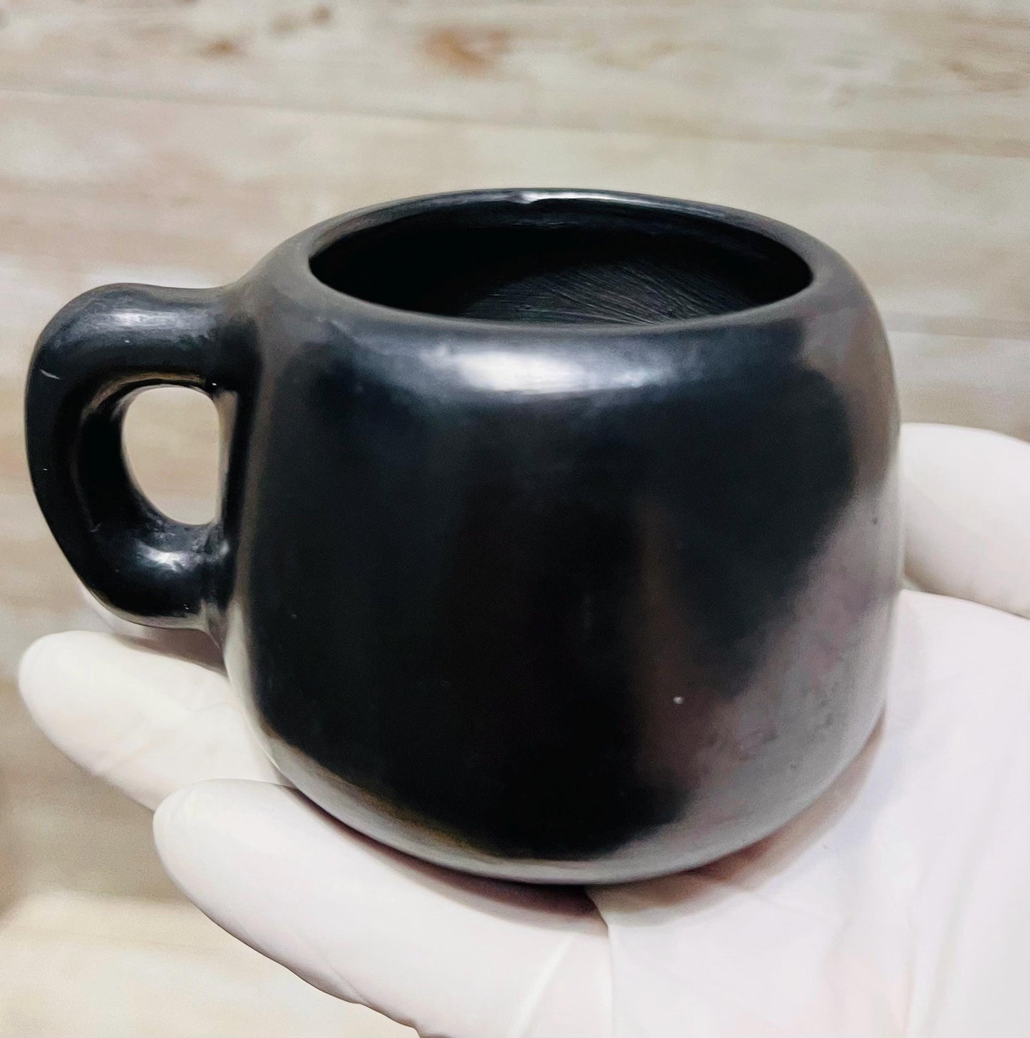 Black Oaxacan Mexican Art Pottery Capuccino Expresso Coffee Tea Mugs Tazas de Barro Negro Artesanal Mexicano Hechas en Oaxaca