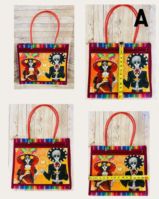 Day of the Dead Reuseable Mesh Mercado Bags Bolsas de Maya de Dia De Muertos Catrinas