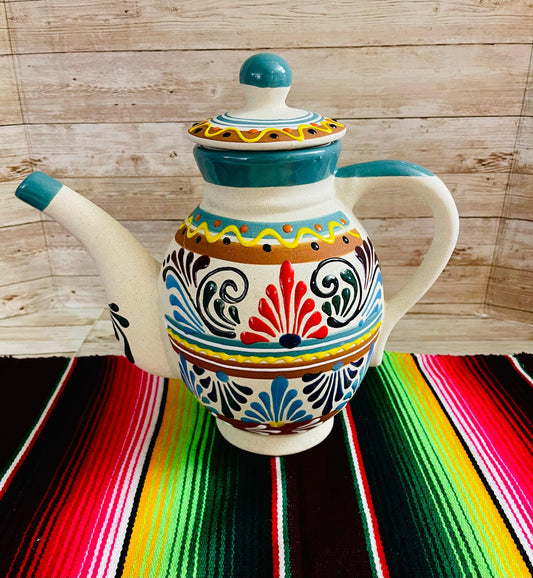 Terra Cotta Mexican Art Pottery CoffeeTea Pot Jarra Lechera Cafetera Artesanal Mexicana Engove