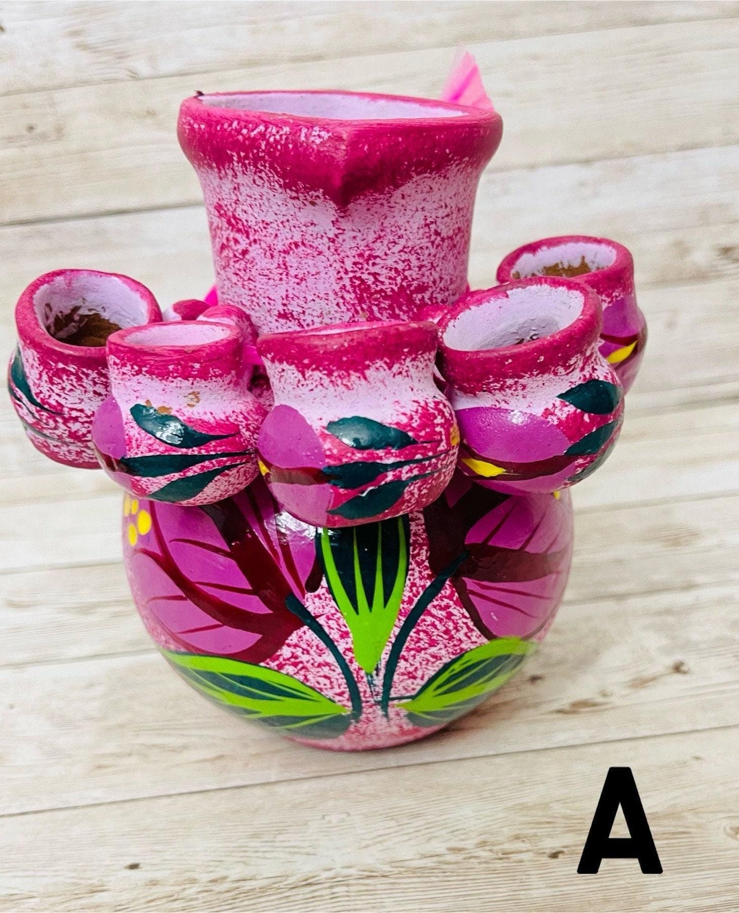 Terra Cotta Mexican Art Pottery Tequilero With 5 Mini Jarritos Licorera Artesanal Mexicana con 5 Mini Jarritos