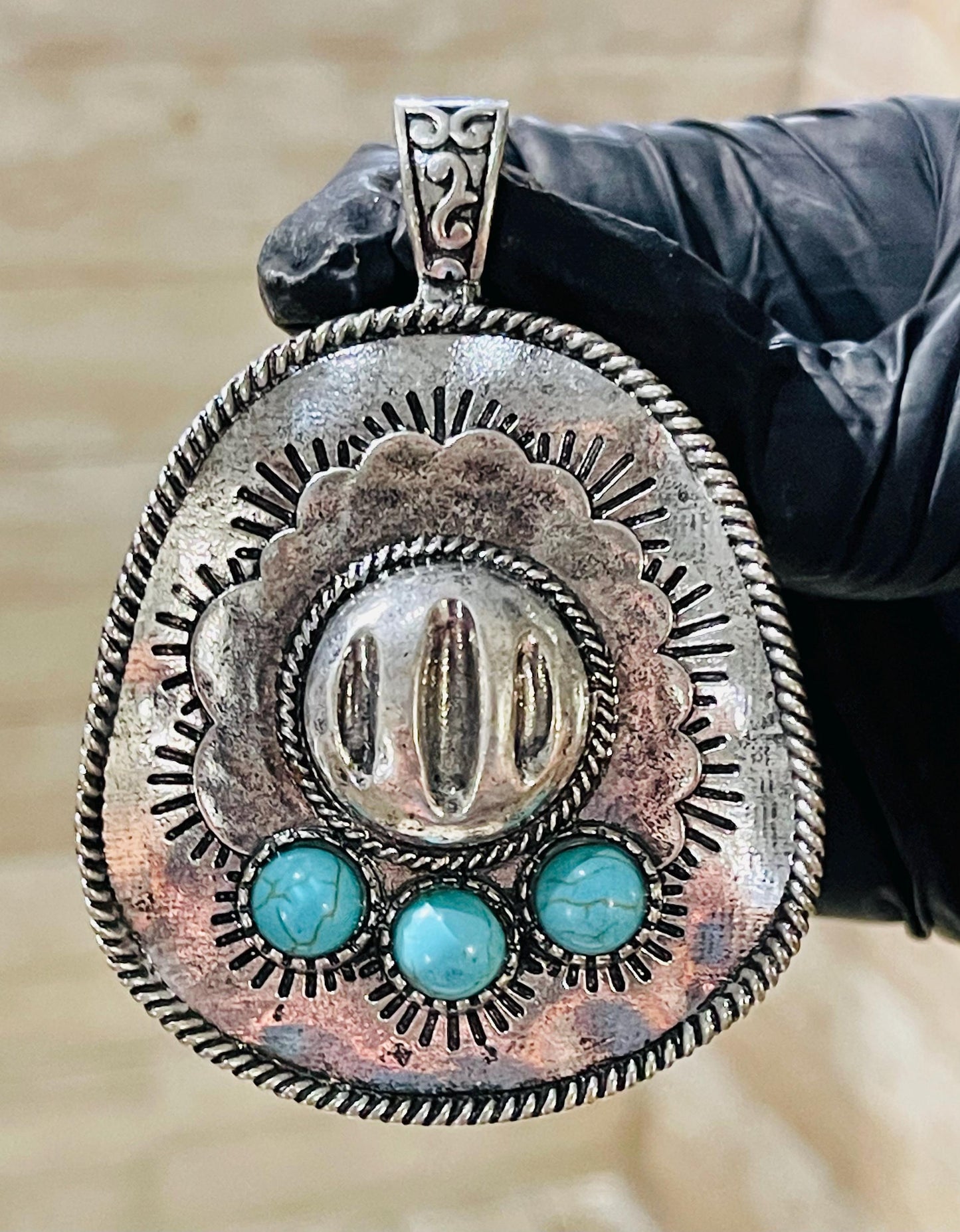 Cowboy Hat Pendant Neklace Set With Earrings Dije De Sombrero Con Aretes