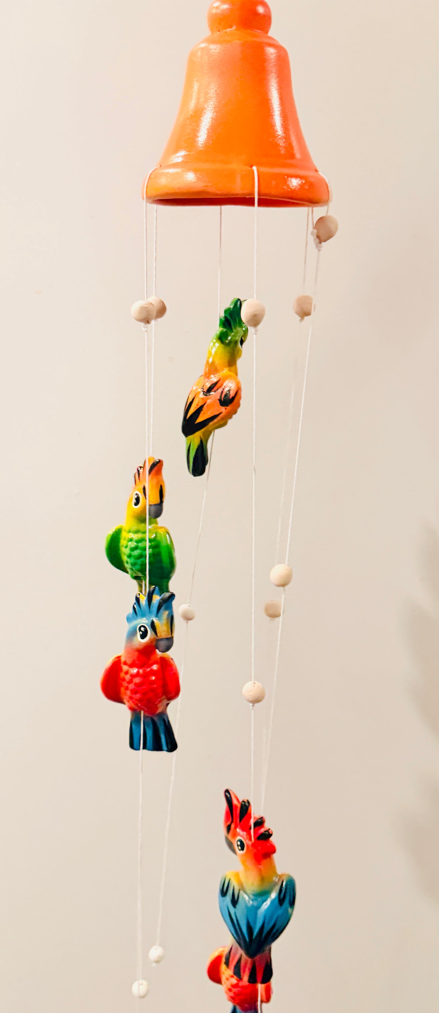 Mexican Ceramic Parrot Wind Chime Campana de Viento Mexicana de Cotorritos