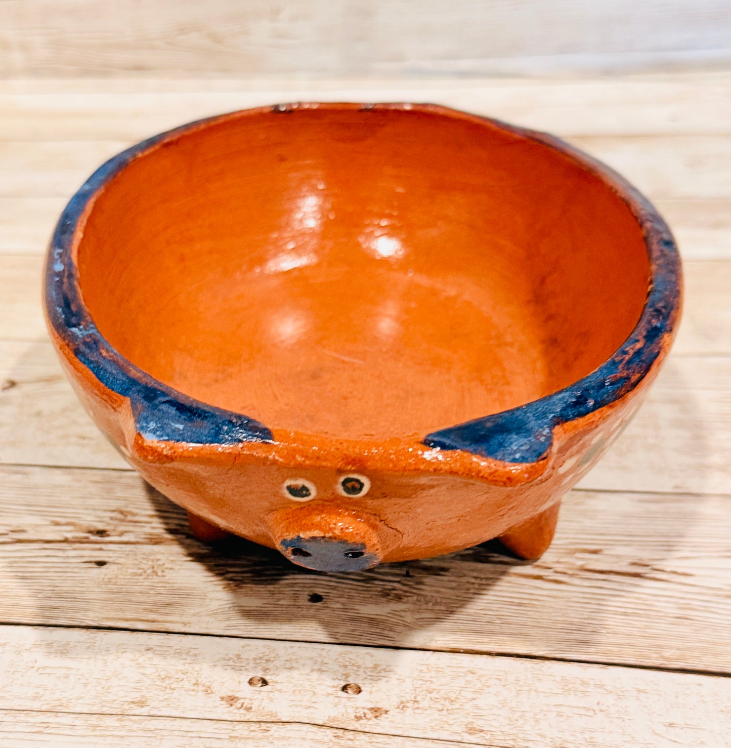 Terra Cotta Mexican Pottery Salsa Pig Bowl Spoon Salsero de Barro Mexicano de Marranito