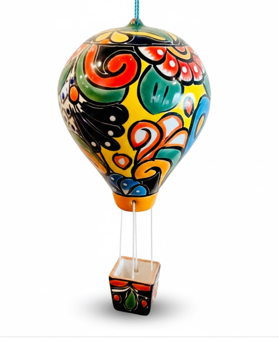Mexican Talavera Hot Air Ballon Ceramic Hanging Decor Globo Aerostático Mexicano de Talavera Globo de Aire