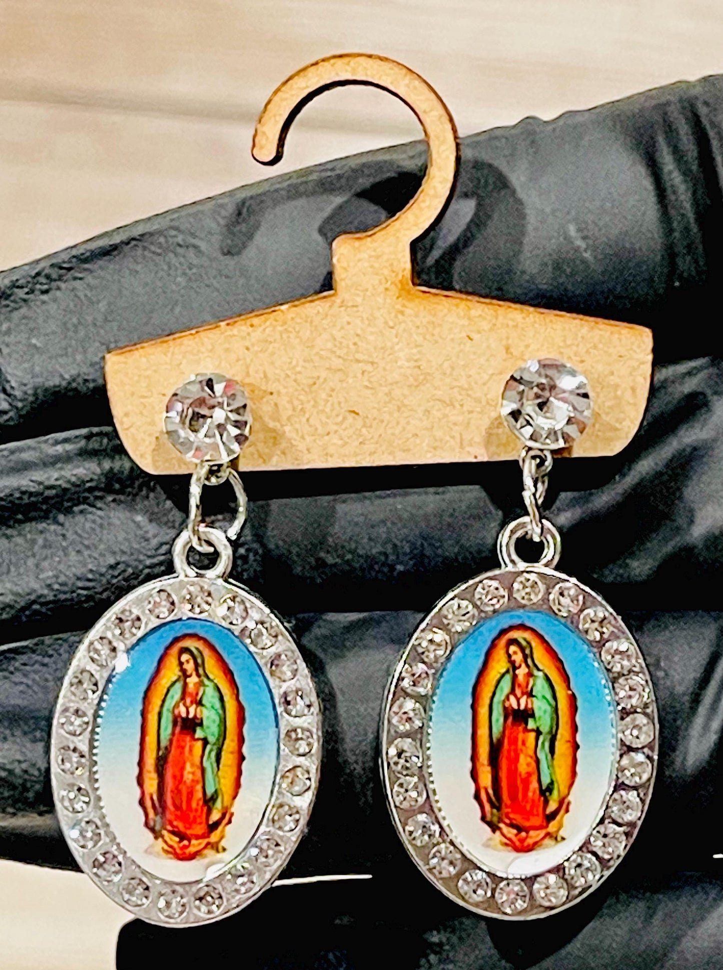 Virgin Mary Stud Earrings  Religious Jewelry Aretes de La Virgen de Guadalupe Joyeria Religiosa