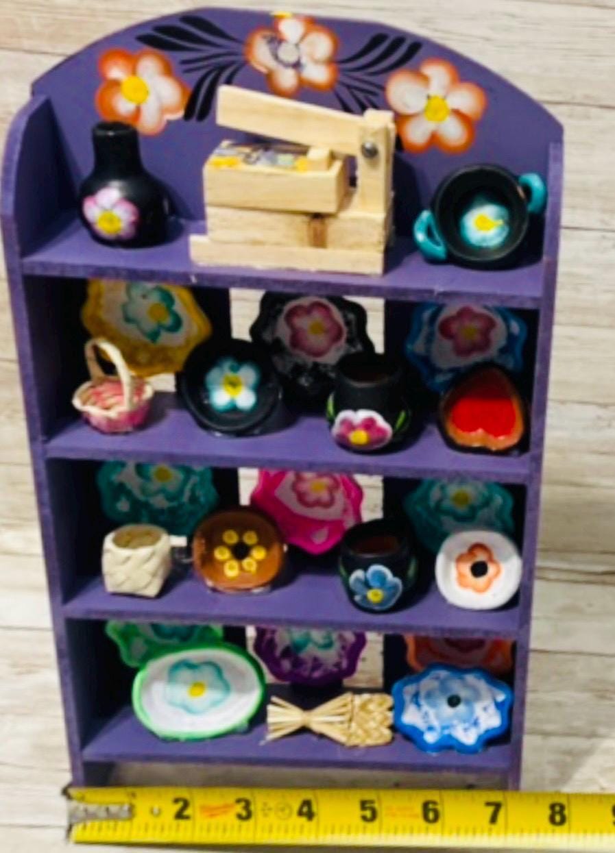 Mexican Kitchen Trasterito with Miniature Accessories Trasterito de Cocina con Accesorios en Miniatura
