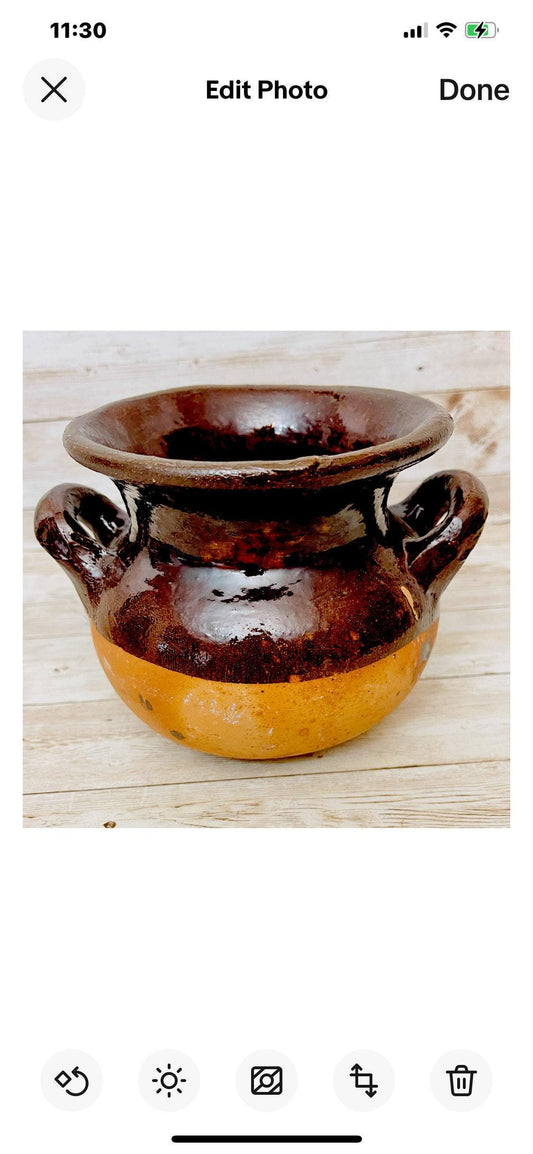 Olla de Barro Vidriado Chocolatera oh FrijoleraTerra Cota Bean Hot Chocolote Pot 5 Inches Tall