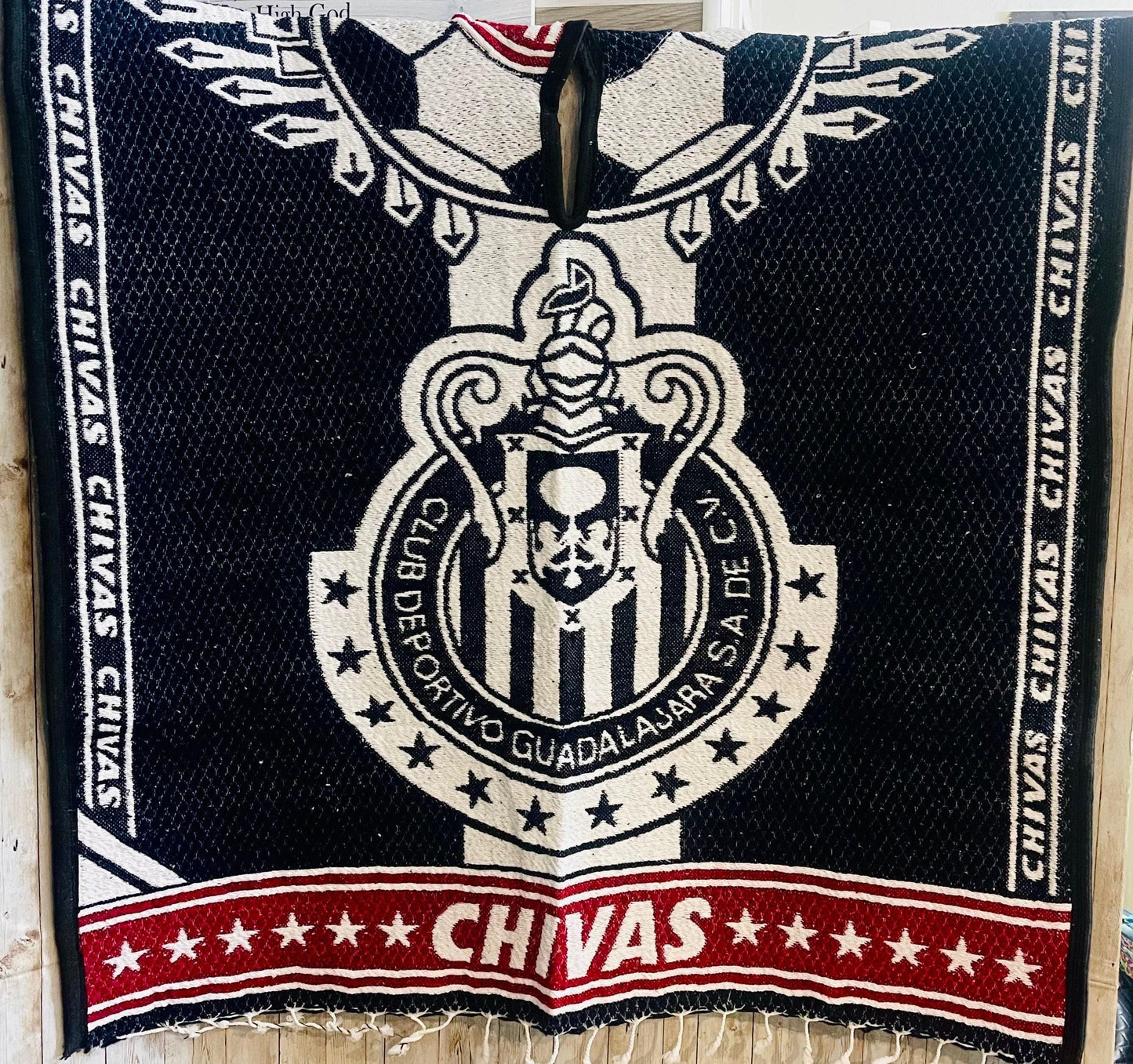 Poncho Mexicano Grueso de Guadalajara Chivas Poncho de Futbol Mexicano Mexican Thick Soccer Poncho