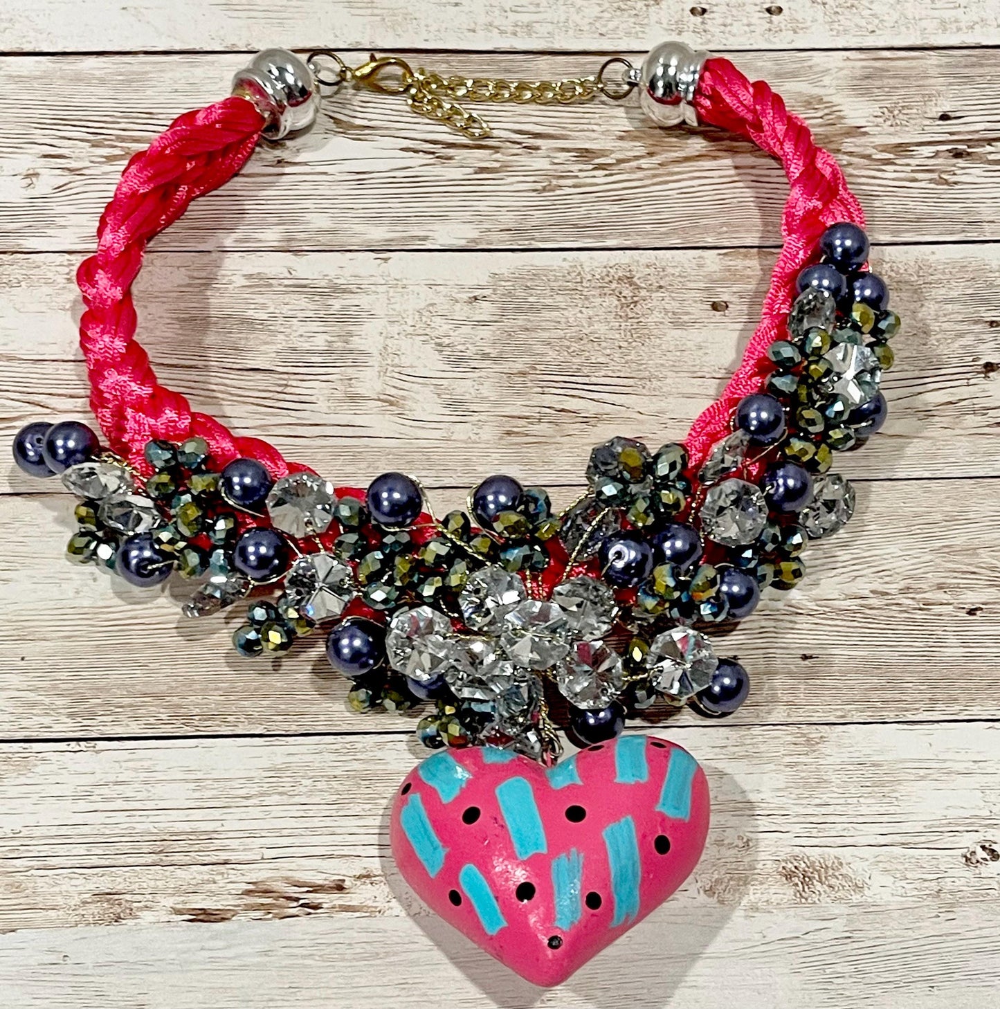 Mexican Artesanal Palm Leaf Heart Shaped Necklace Collar Artesanal Mexicano de Corazon