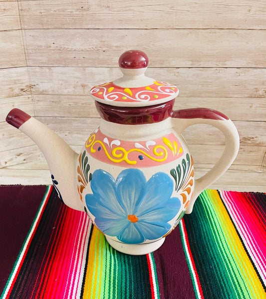 Terra Cotta Mexican Art Pottery CoffeeTea Pot Jarra Lechera Cafetera Artesanal Mexicana Engove