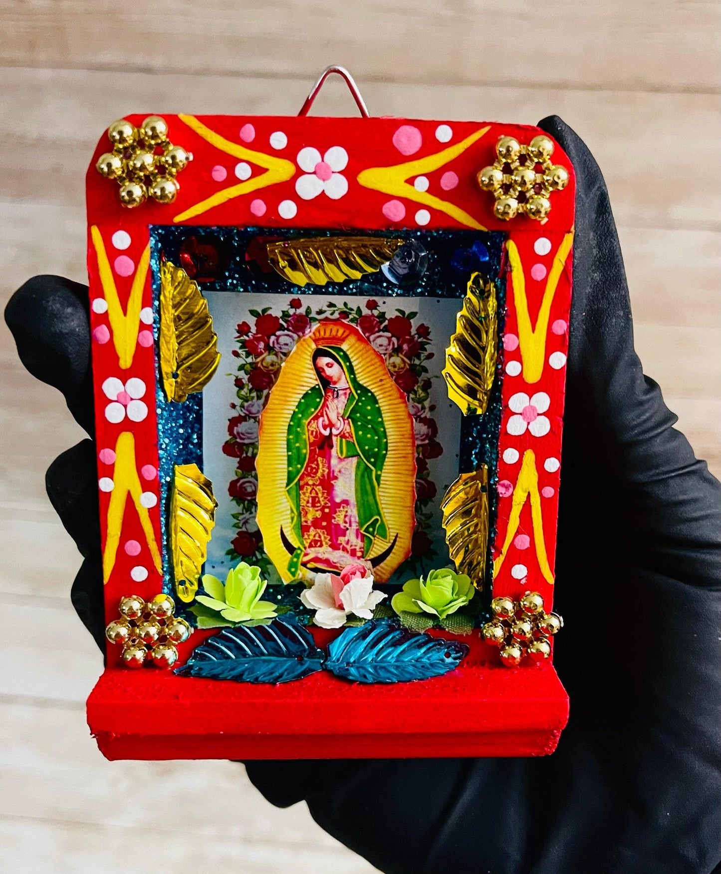 Nicho Mexicano de La Virgen Maria Virgin Mary  Shadow Box Nicho