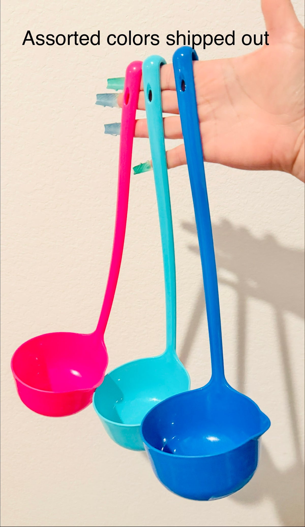 3x Mexican Plastic Ladle Hooked Handle Spoon for Vitrolero Lemonade Soup Cucharon De Plastici Mexicano para Aguas Frescas Sopa