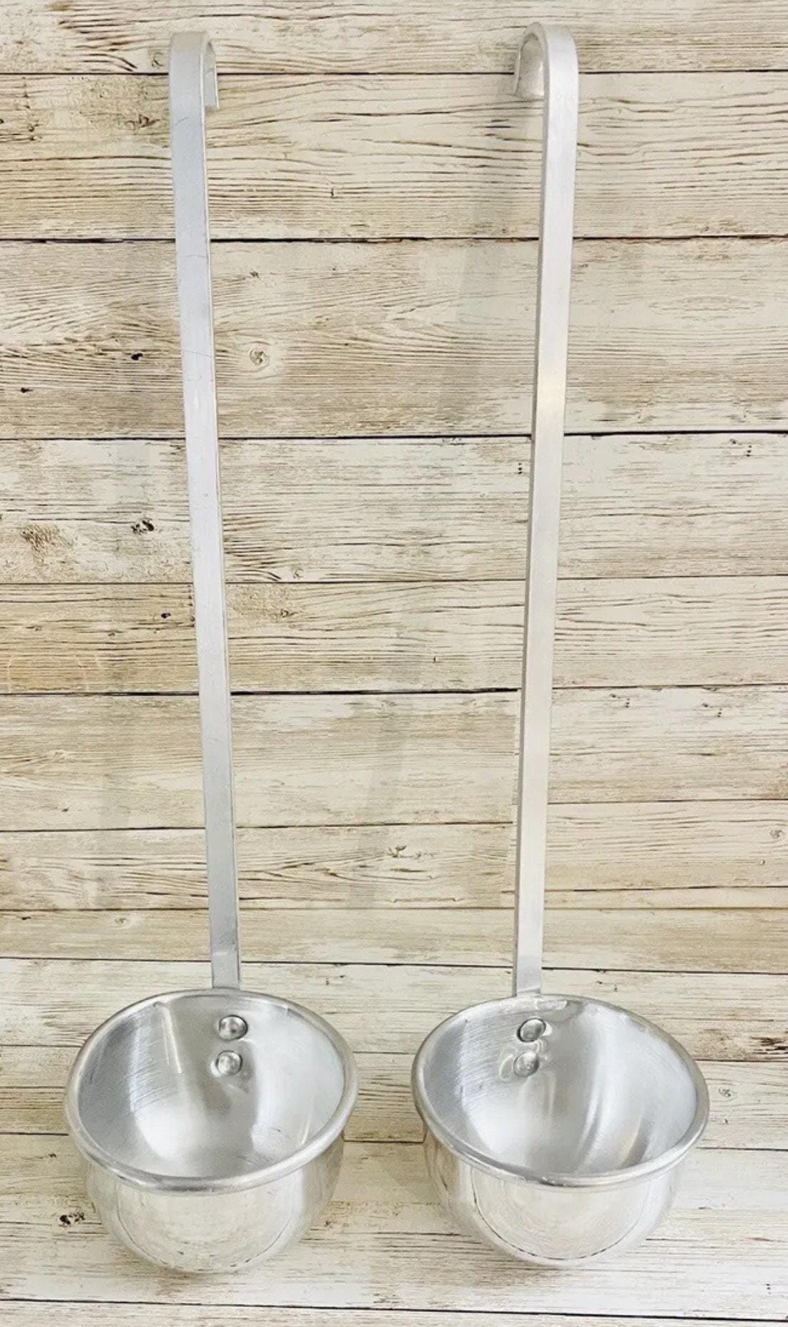Mexican Ladle Aluminum Hooked Handle  Spoon for Vitrolero Lemonade Soup Cucharon De Aluminio Mexicano