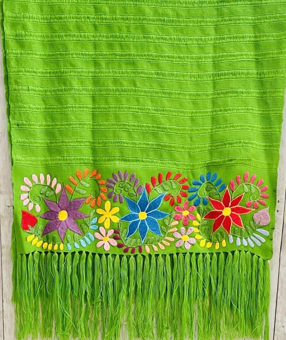 Embroidered Handmade Mexican Shawl Reboso Bordado Mexicano