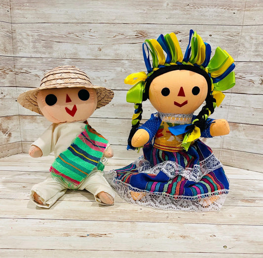 2 Set Rag Mexican Couple Lele Dolls 12 Inches Pareja de Leles Muñecas  Artesanales Mexicanas 12 Pulgadas