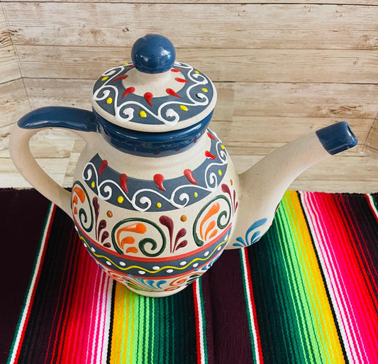 Terra Cotta Mexican Art Pottery CoffeeTea Pot Jarra Lechera Cafetera Artesanal Mexicana Engove