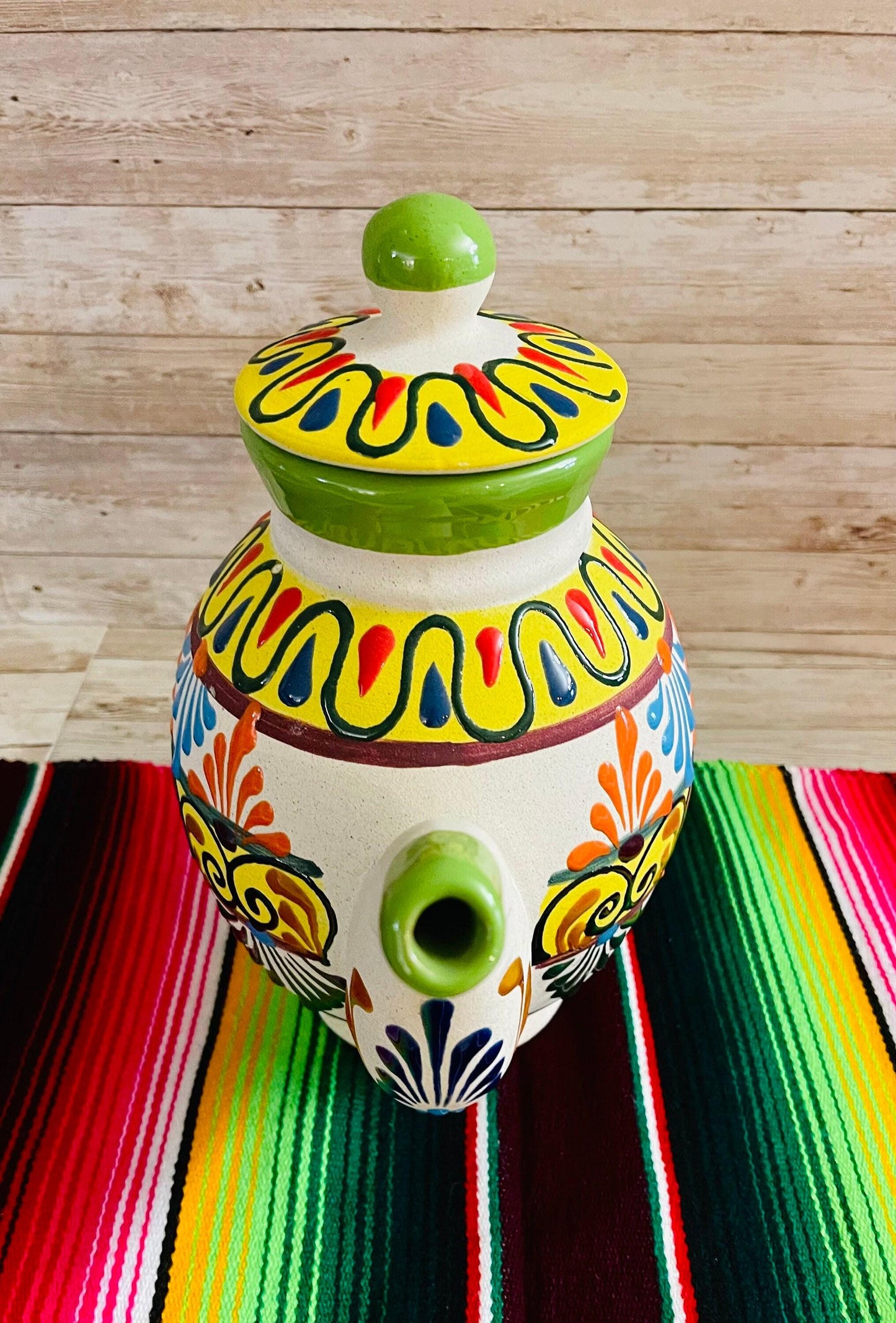 Terra Cotta Mexican Art Pottery CoffeeTea Pot Jarra Lechera Cafetera Artesanal Mexicana Engove