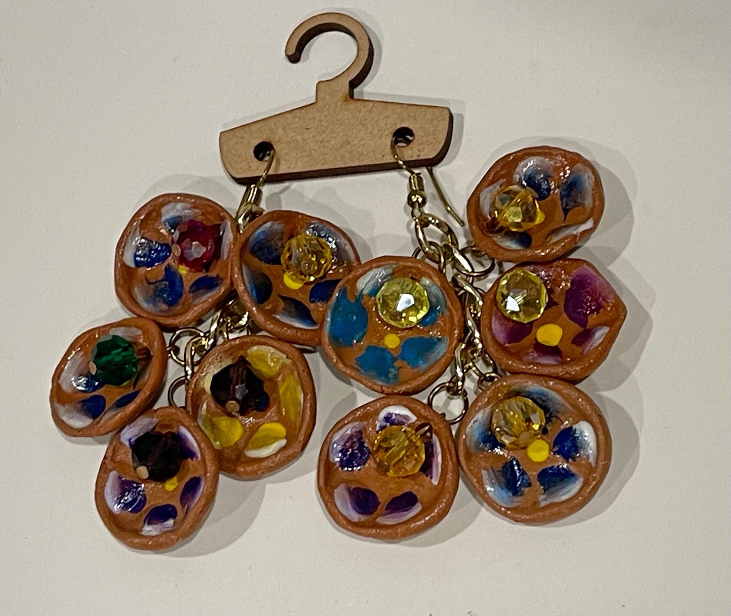 Mexican Artesanal Mini Clay Plate Earrings Aretes Artesanales Mexicanos de Platitos de Barro