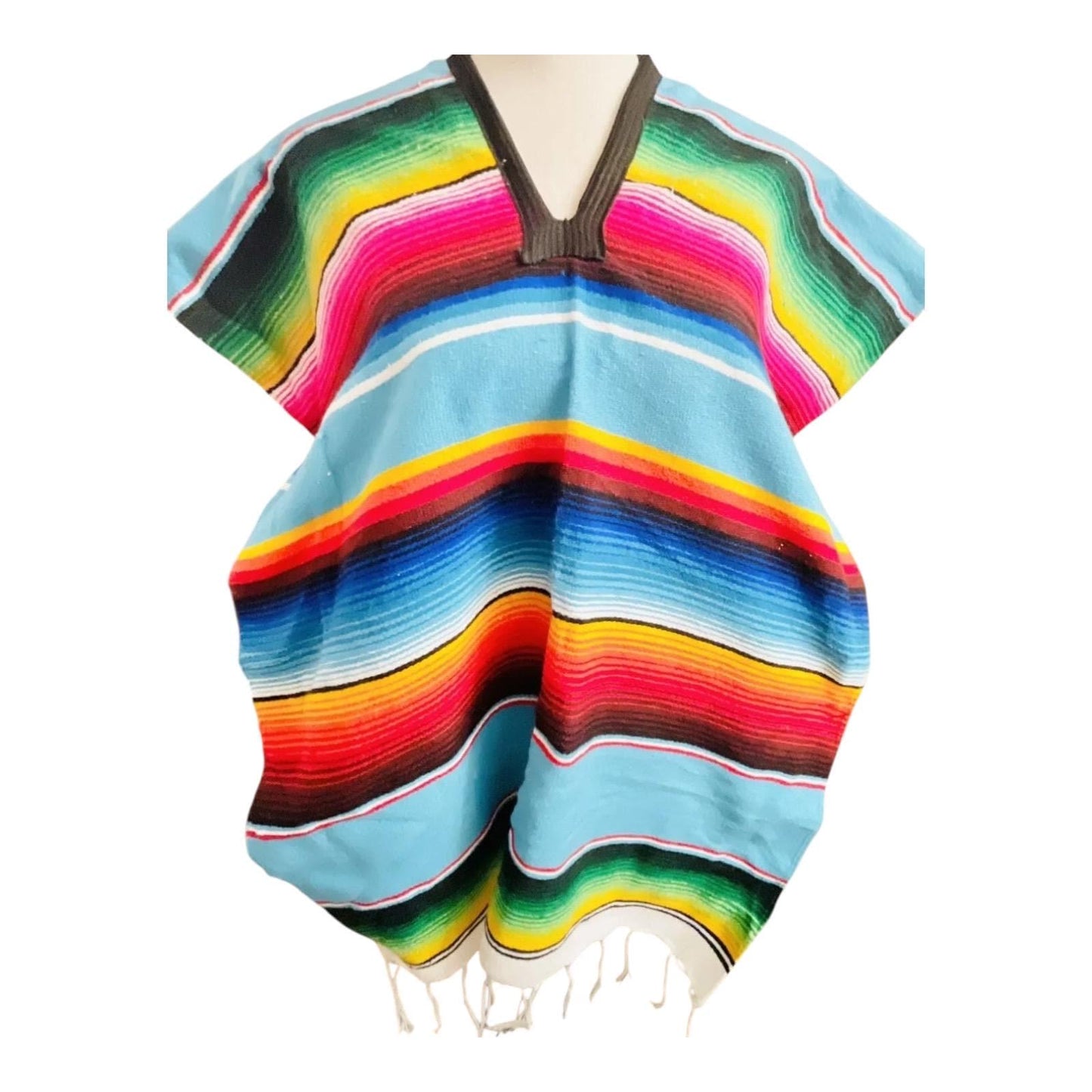 Kids Mexican Saltillo Poncho Sarape Fits 6-12 Poncho Sarape Saltillo Mexicano para Niños