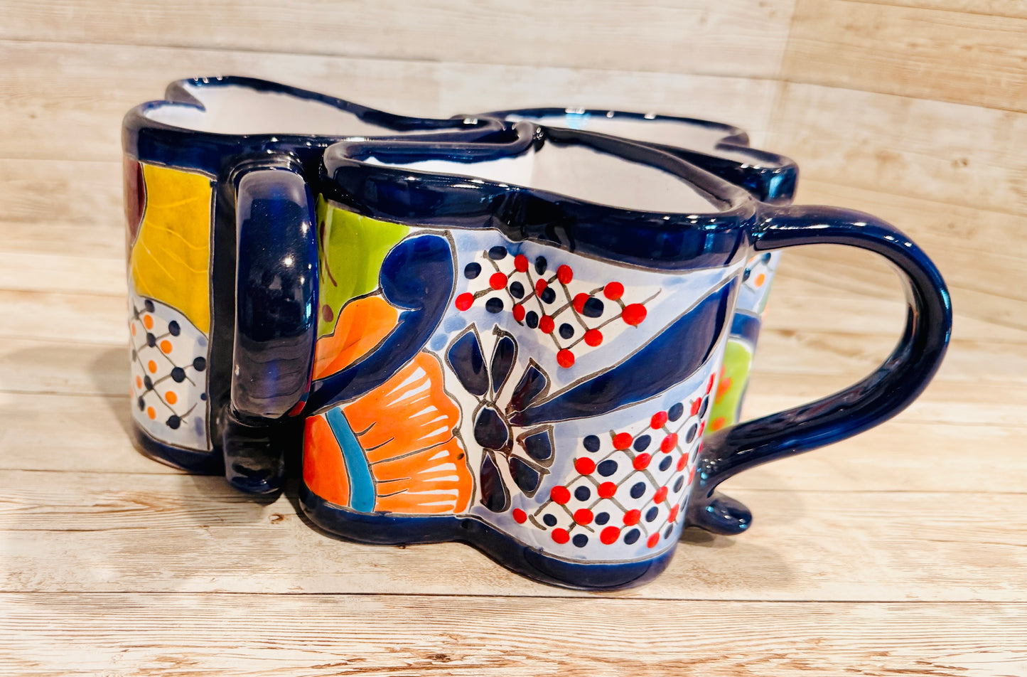 Tazas de Talavera en Forma de Corazon Mexican Heart Shaped Talavera Mugs