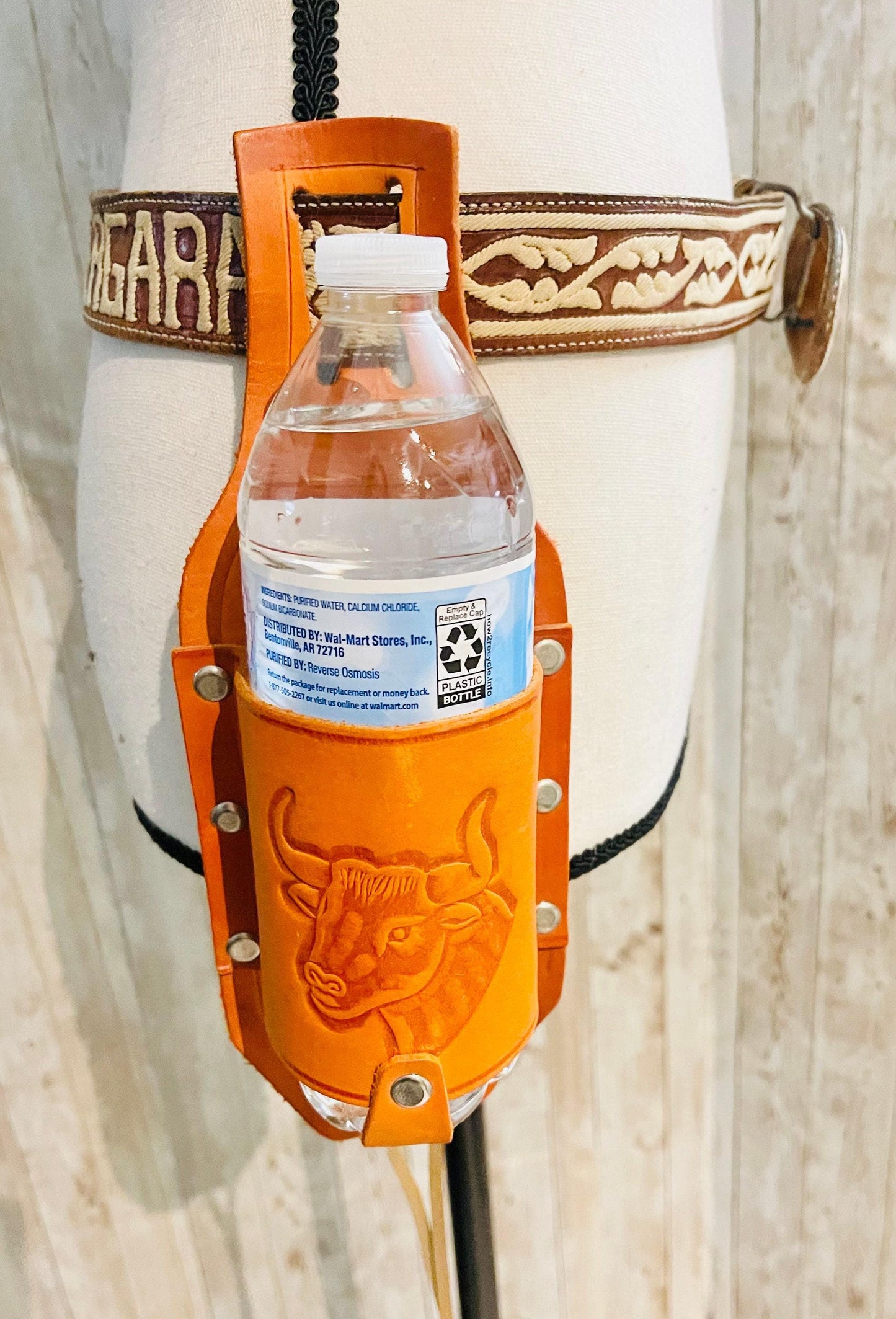 Belt Holster Bottle Holder Handmade Soft Genuine Leather Cargador De Botellas