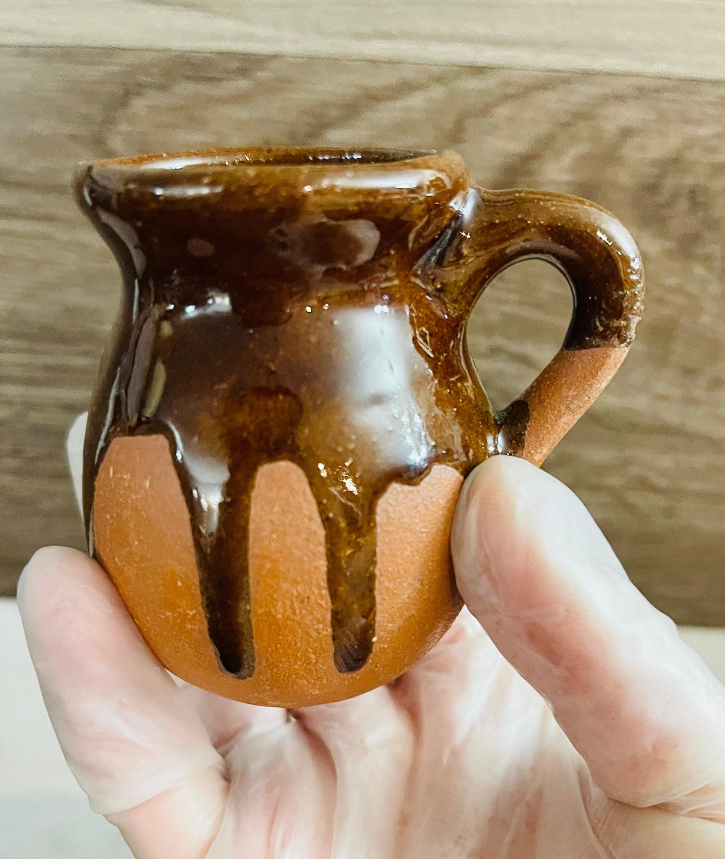 4 X Terra Cota Small Mexican Mugs 4 Tazas Jarritos De Barro Mexicano