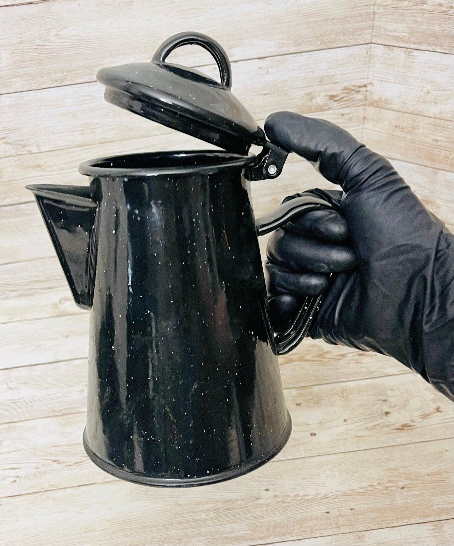 Enamelware Coffee Tea Pot & 2  Cups Cafetera de Peltre con 2 Tazas Peltre Mexicano