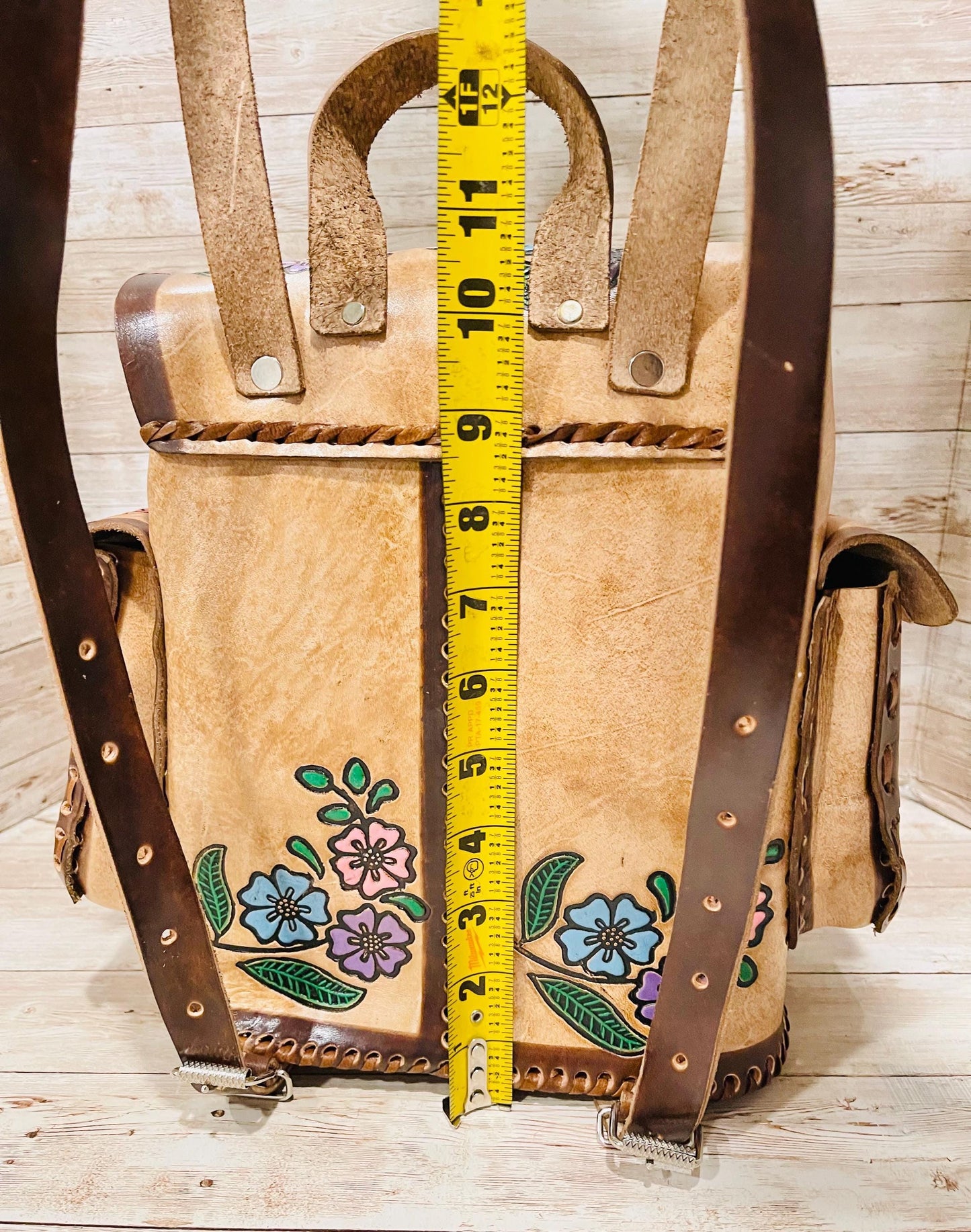 Hand Tooled Mexican Leather Backpack Mochila Mexicana De Piel Cincelada