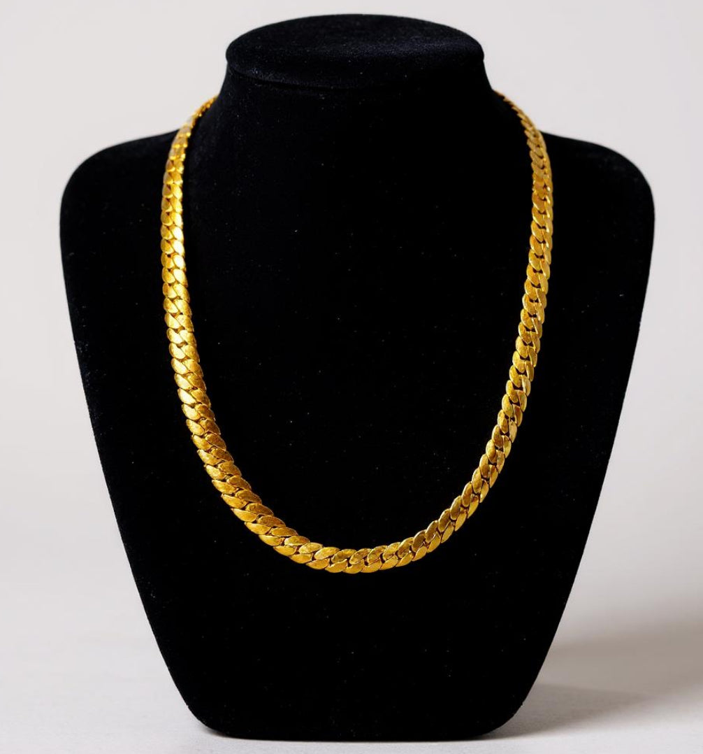 Unisex Classic Cuban Gold Tone StainlessSteel Necklace and Bracelet