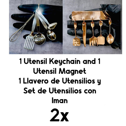 2x Mexican Miniature Utensil Magnet & Keychain 2 Utensilios en Miniatura Mexicano 1 Iman y 1 Llavero