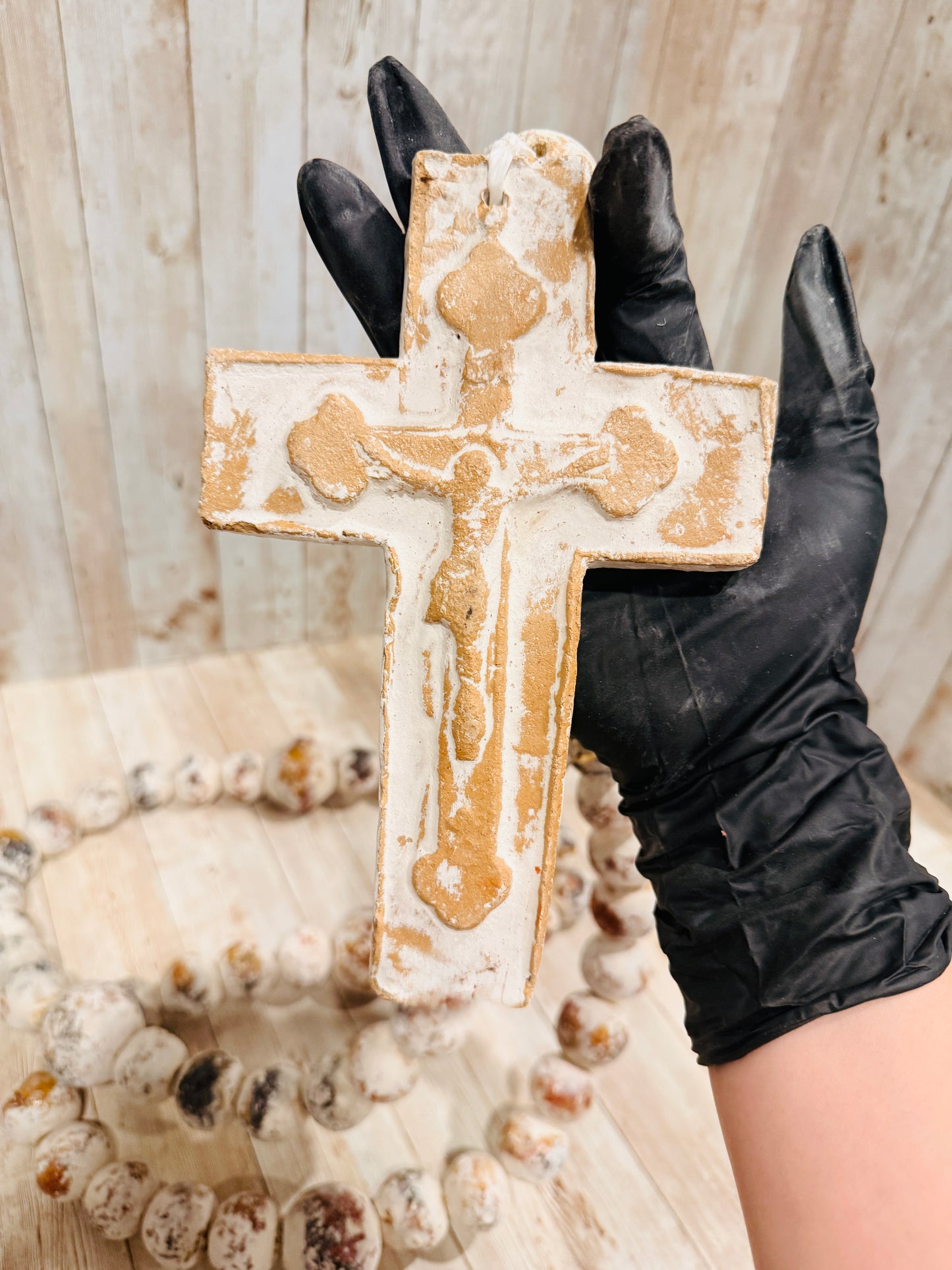 Mexican Large Ceramic Rosary Rustic Farmhouse Decor Rosario Mexicano Grande de Ceramica