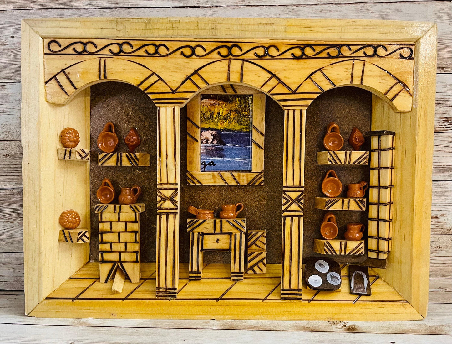 Mexican Kitchen Frame with Miniature Accessories Cuadro de Cocina Trastero Mexicano