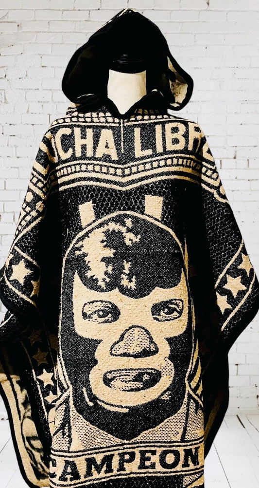 Mexican Poncho Gavan de Lucha Libre El Santo y Blue Demon