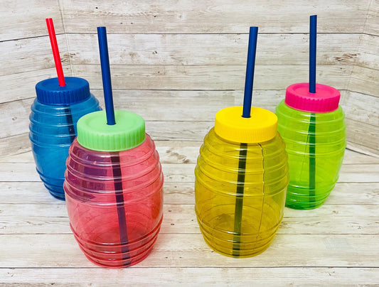 4 Color Vitroleros with Straw Lid Holes 32 oz 4 Vitroleros de Color