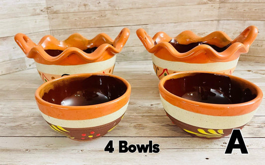 Terra Cota Mexican Soup Clay Bowls Platos Pozoleros de Barro Engove