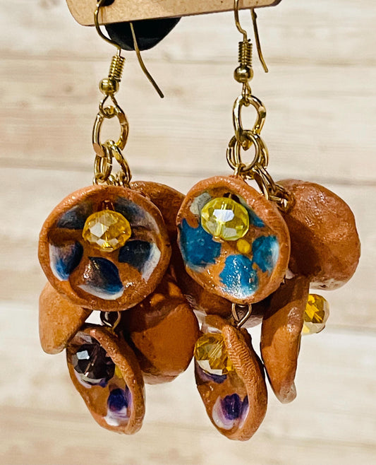 Mexican Artesanal Mini Clay Plate Earrings Aretes Artesanales Mexicanos de Platitos de Barro
