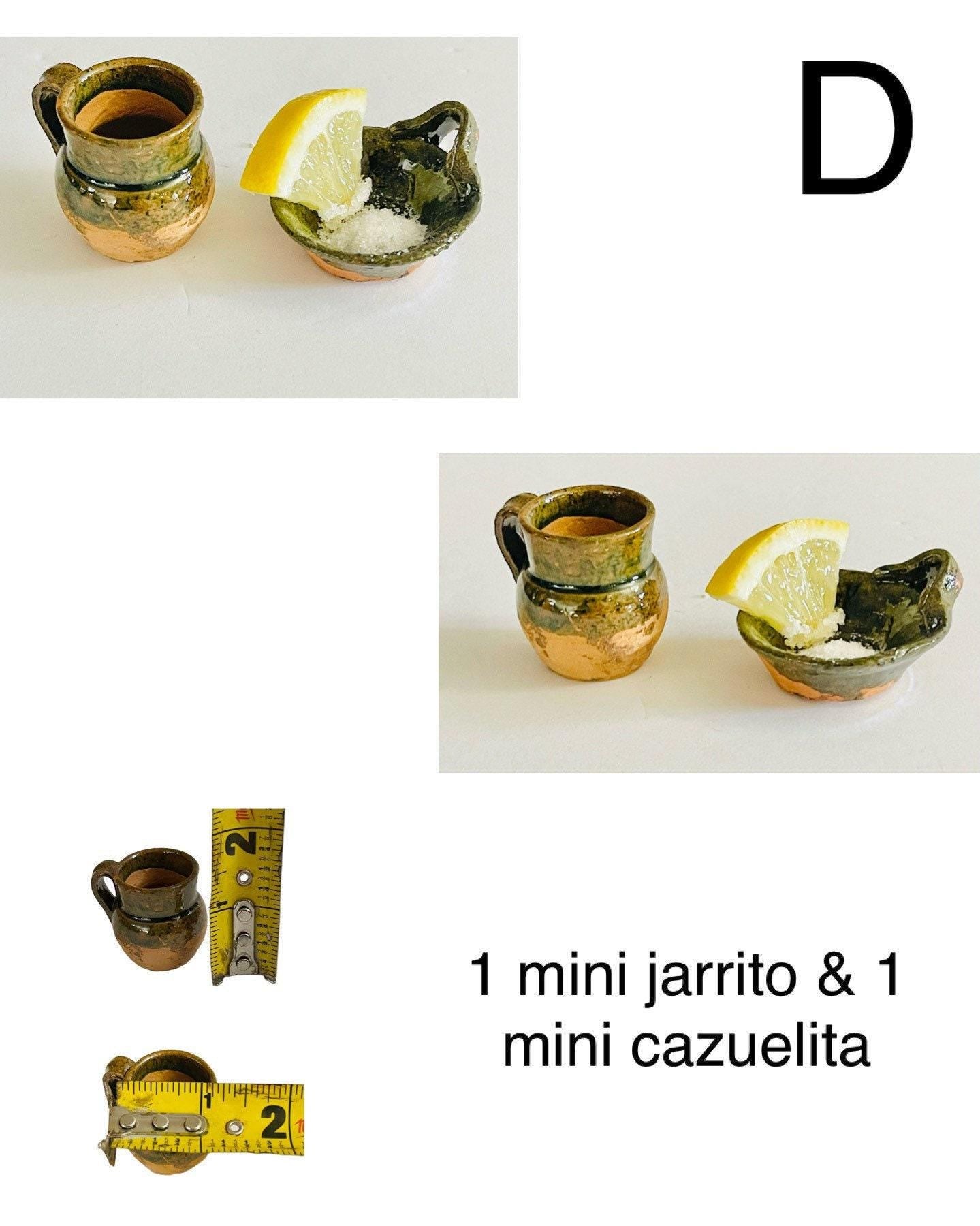 Mini Cantaritos for Tequila Shots with Mini Plates Mini Tequileros Y Cazuelitas de Barro