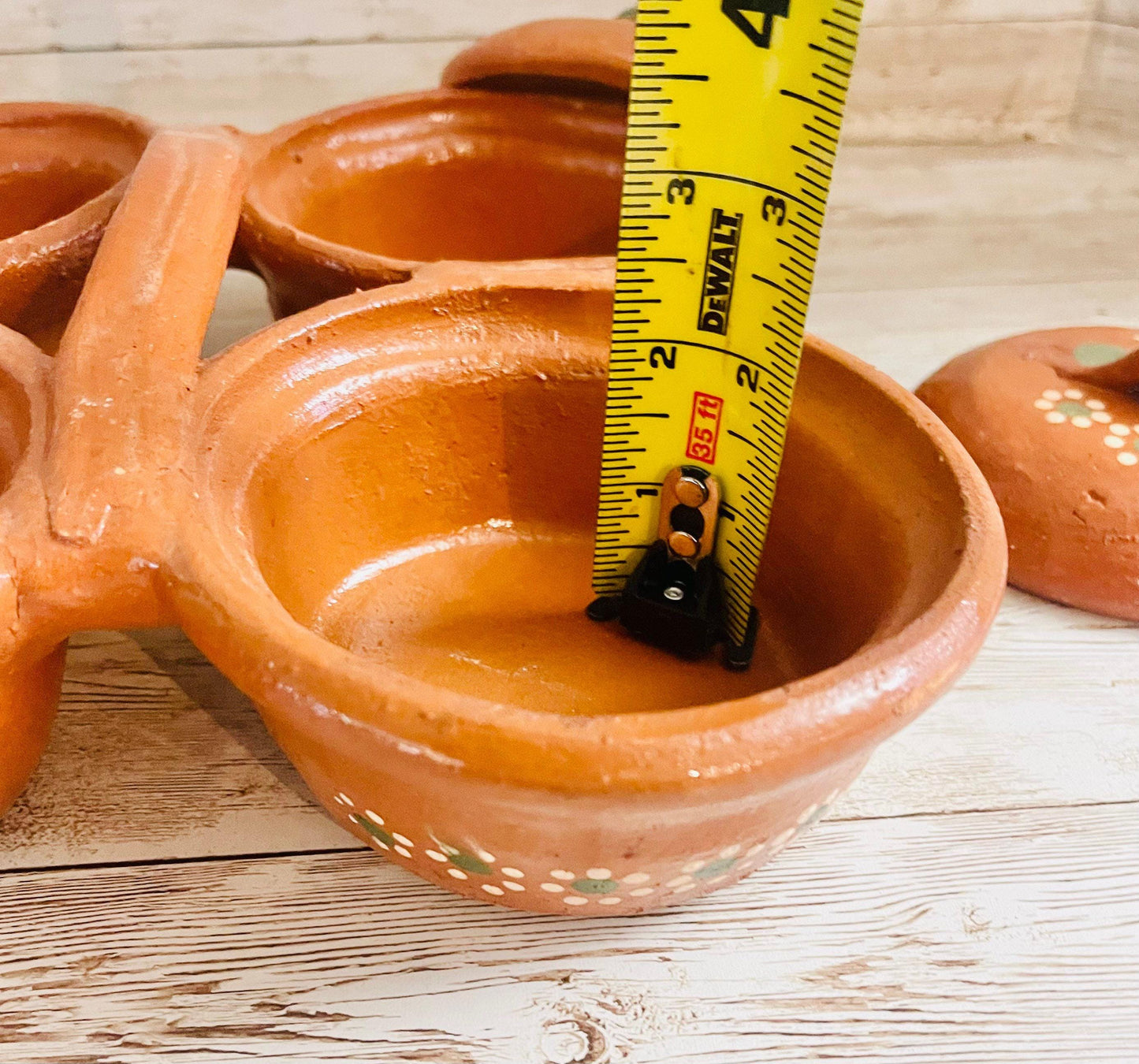 Terracotta Salsa Holder 2, 3 & 4 Trays with Lid Salsero de Barro con 2, 3 y 4 Cazuelitas con Tapa