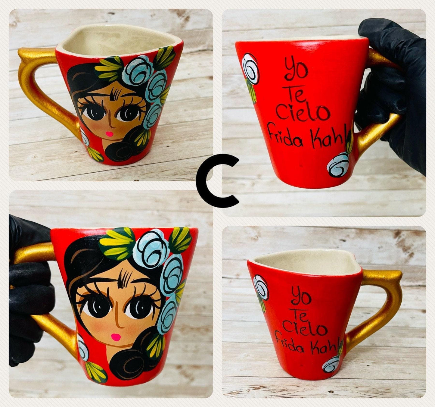 Frida Kahlo Ceramic Heart Mug Cups Tazas De Ceramica De Corazon Frida Kahlo