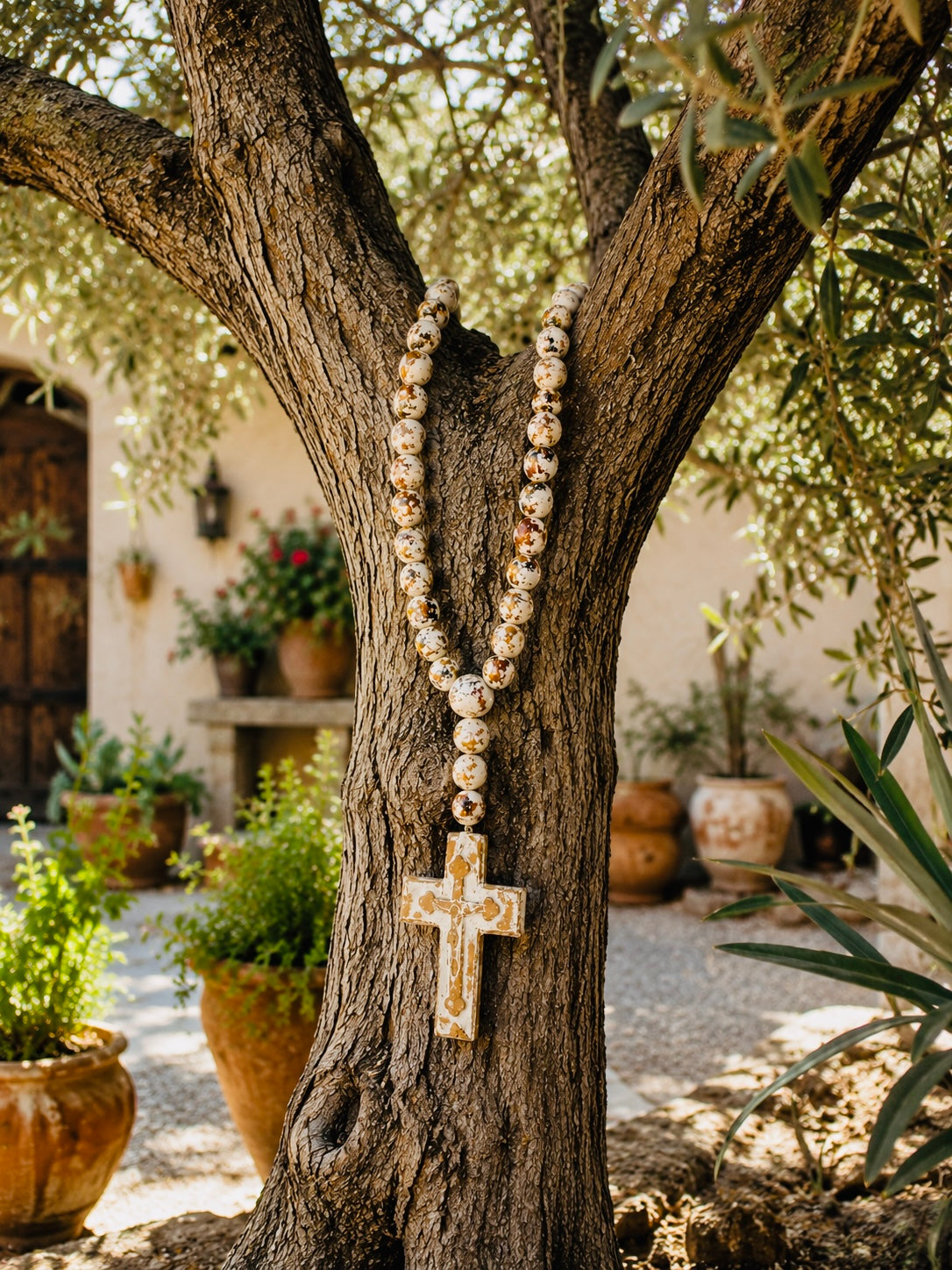 Mexican Large Ceramic Rosary Rustic Farmhouse Decor Rosario Mexicano Grande de Ceramica