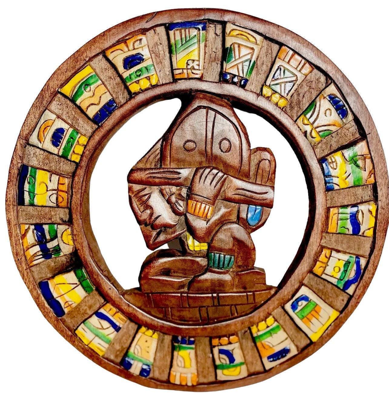 Wood Aztec Calendar Mexican Wall Art Artesanias Mexicanas Calendario Azteca De Madera