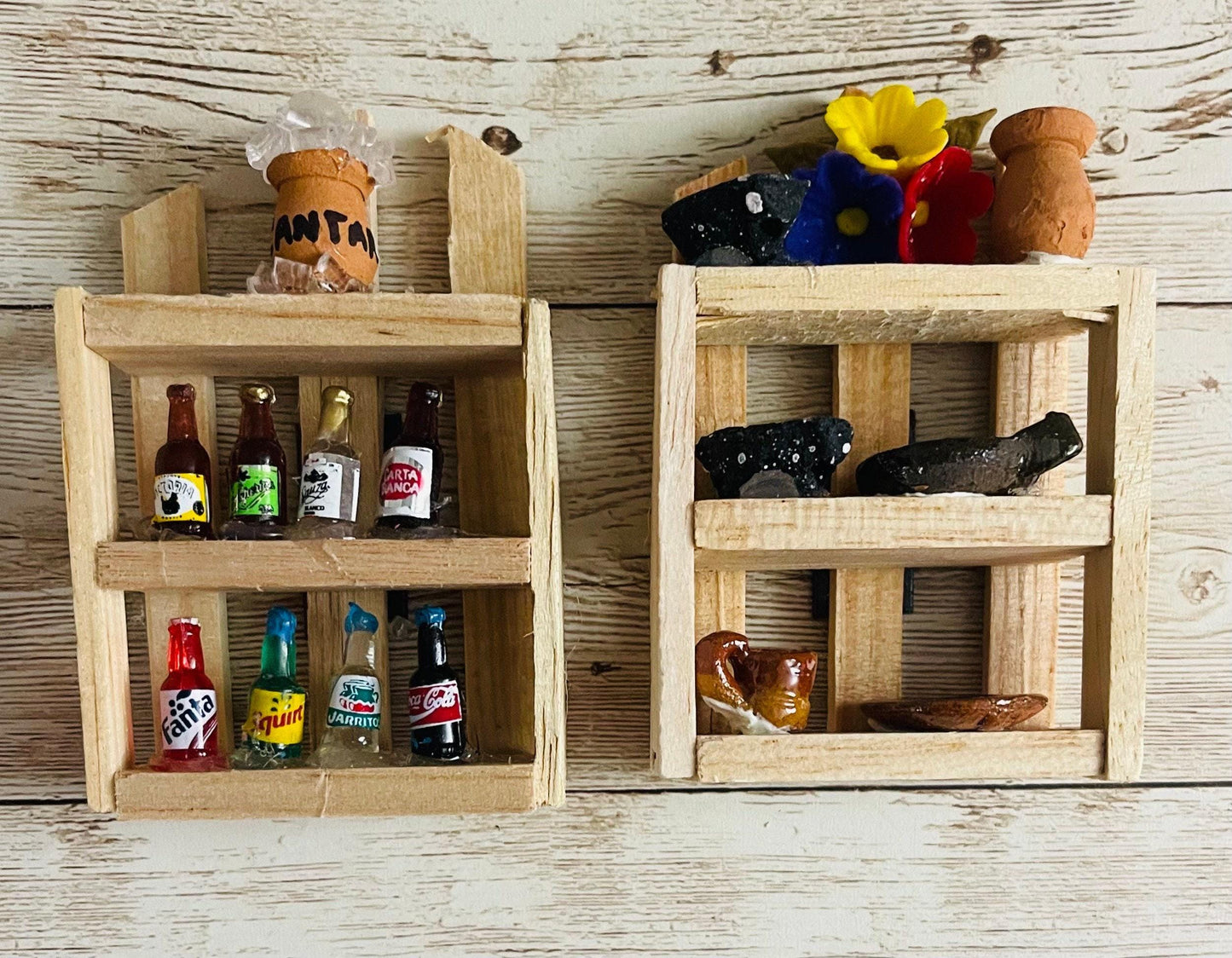 2x Mexican Kitchen Magnet Trasterito with Miniature Accessories 2 Trasteritos de Cocina con Accesorios en Miniatura y Iman