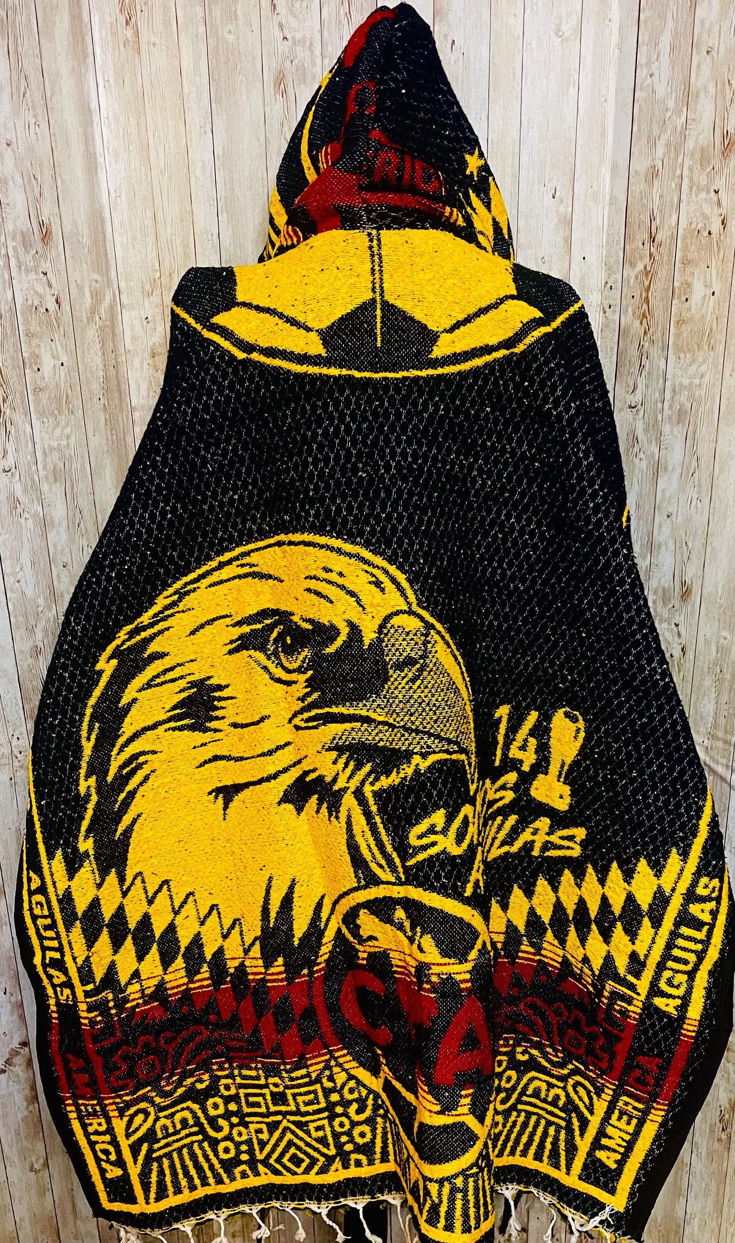Poncho Mexicano Grueso del Club America con Gorro Poncho de Futbol Mexicano Mexican Thick  Soccer Poncho with Hoodie
