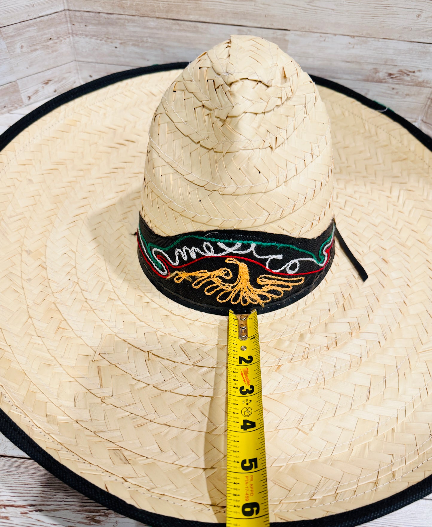 Sombrero Tradicional Mexicano de Palma Con Cinta Bordada De Mexico Straw Hat