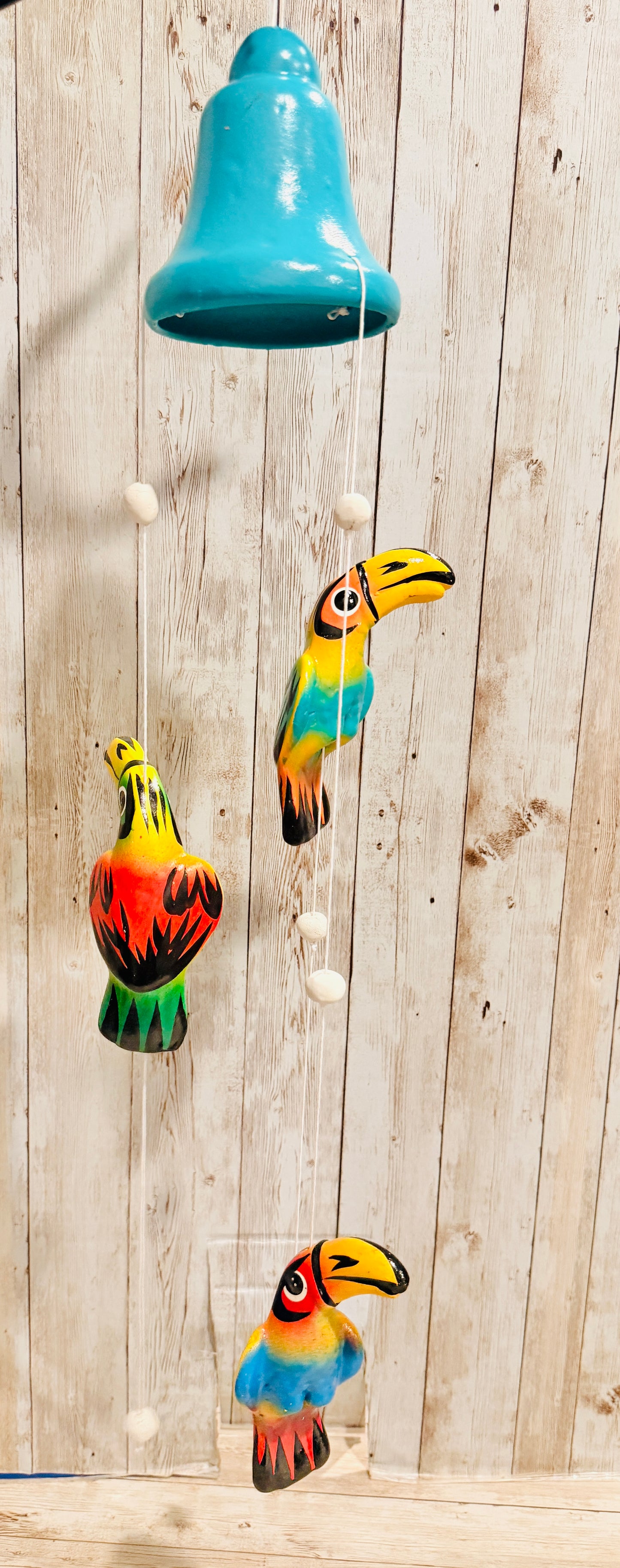 Mexican Ceramic Toucans Wind Chime Campana de Viento Mexicana de Tucanes